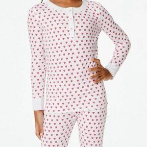 Roller Rabbit pajamas girls pink hearts long sleeve henley tee top pima